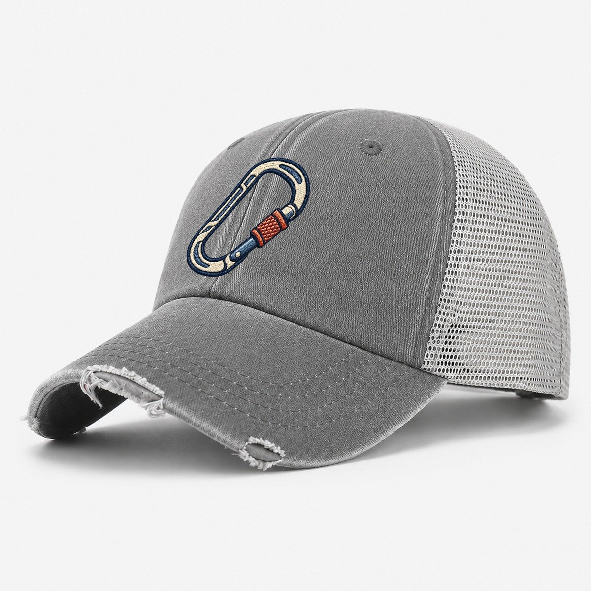 Climbing Carabiner Tiny Solo Marks Washed Trucker Hat – Grey