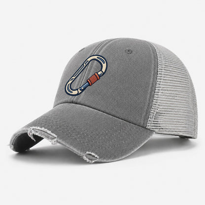 Climbing Carabiner Tiny Solo Marks Washed Trucker Hat – Grey