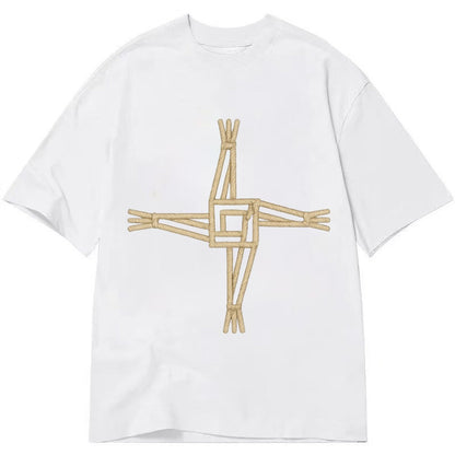 Saint Brigids Cross Woven Rush Cross Natural Beige Thread Ir Classic T-shirt – White