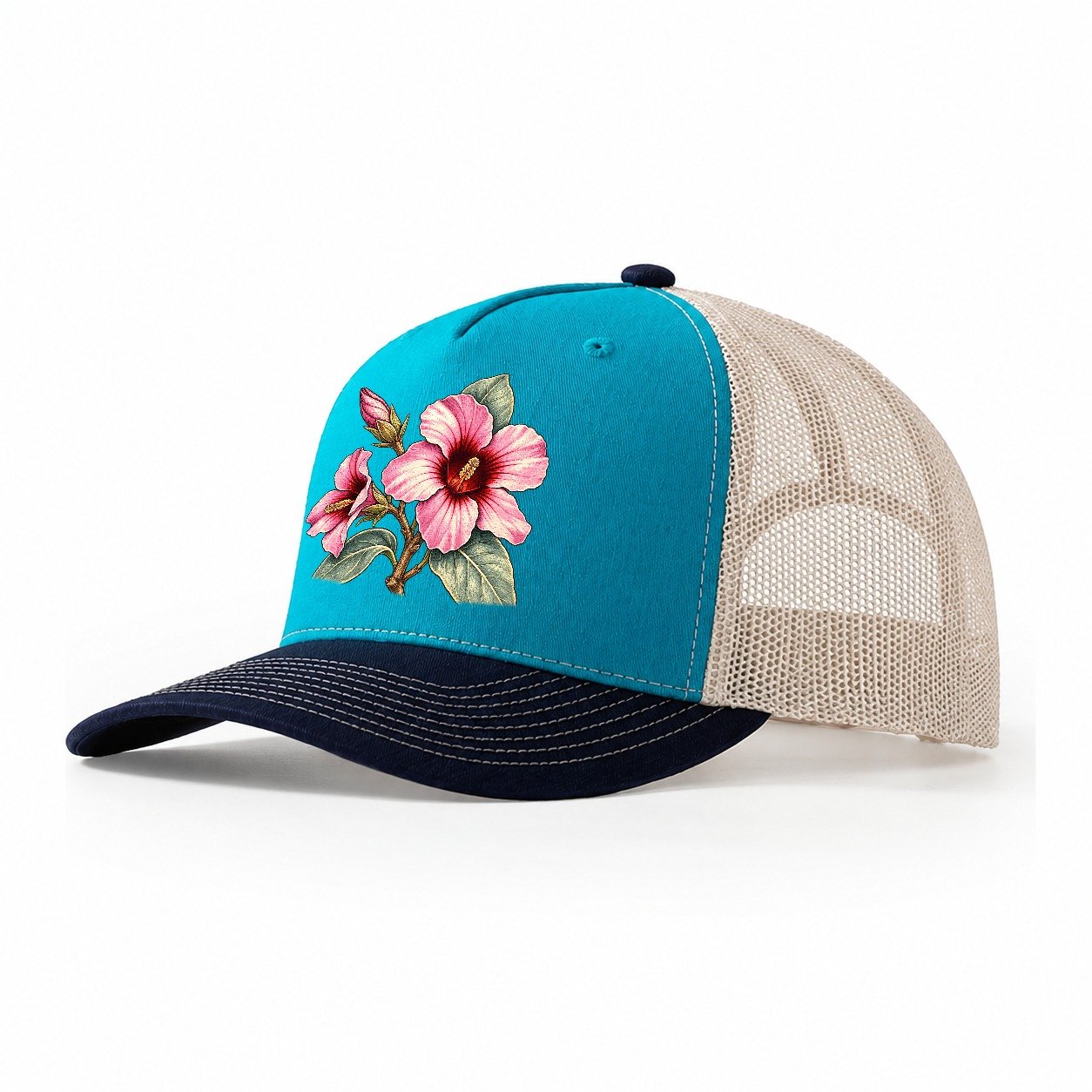 Northern Territory Sturt Desert Rose Australia Cultural Icons Trucker Hat – Teal Navy