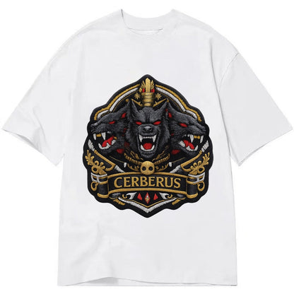 Embroidered Patch Design Cerberus Three Heads Triple Hound I Classic T-shirt – White
