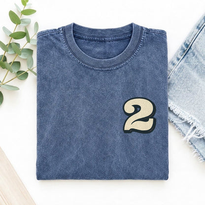 Number 2 Left Chest Vintage T-shirt – Washed Blue