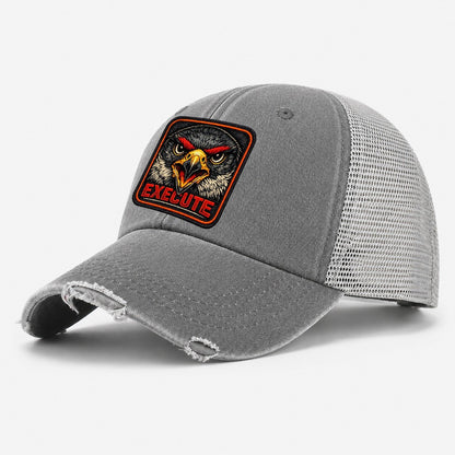 Falcon Execute Badge Washed Trucker Hat – Grey
