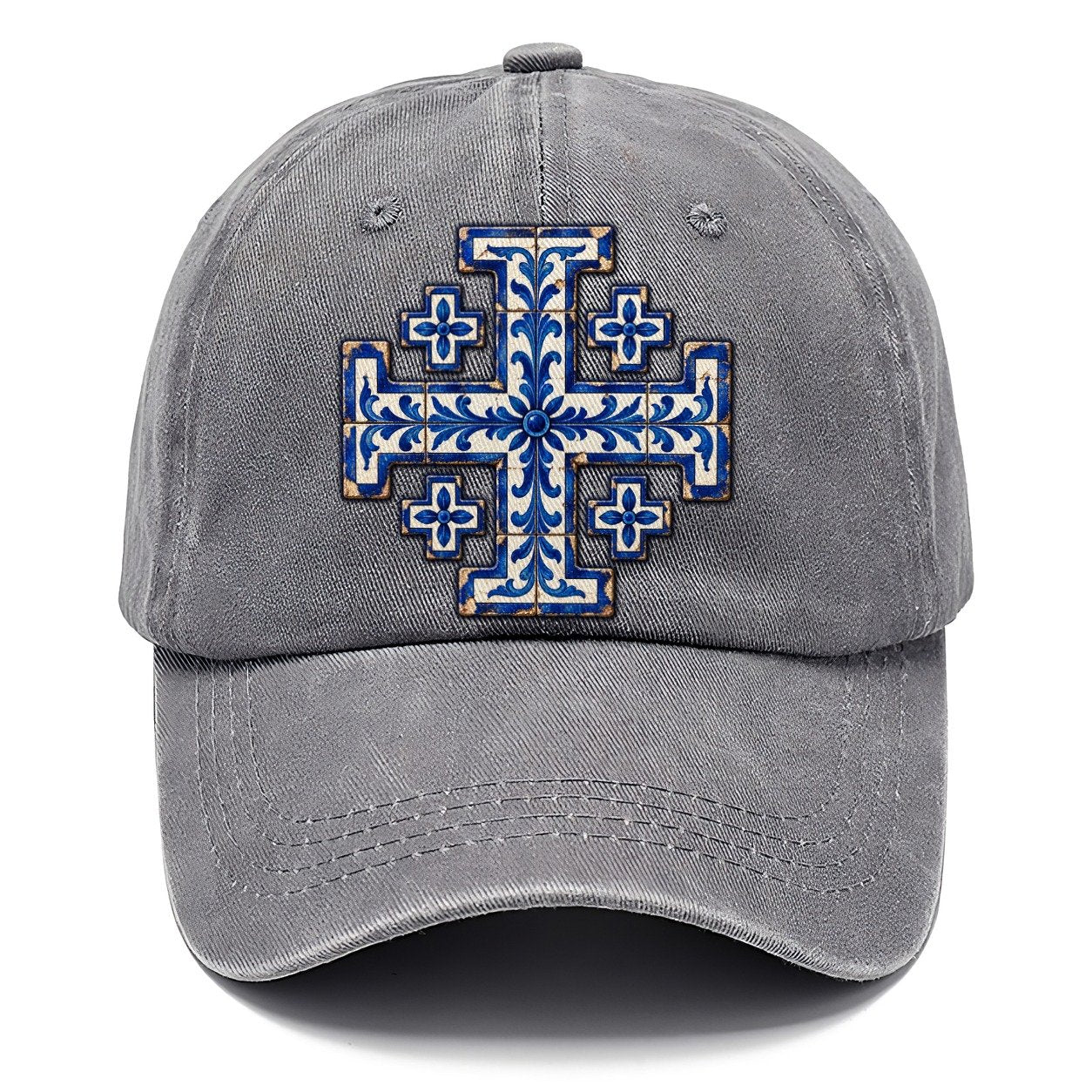Blue And White Glazed Tile Jerusalem Cross Classic Cap – Urban Haze