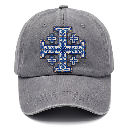 Blue And White Glazed Tile Jerusalem Cross Classic Cap – Urban Haze