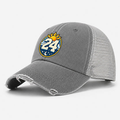 All Day Every Hour Number Club Washed Trucker Hat – Grey