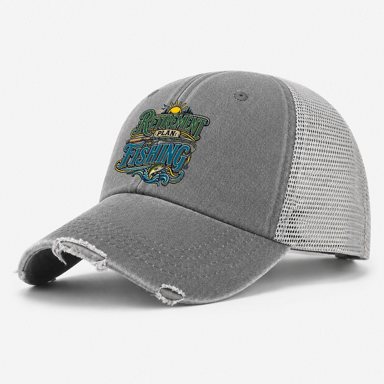 Retirement Plan Fishing Retired Living Washed Trucker Hat – Grey