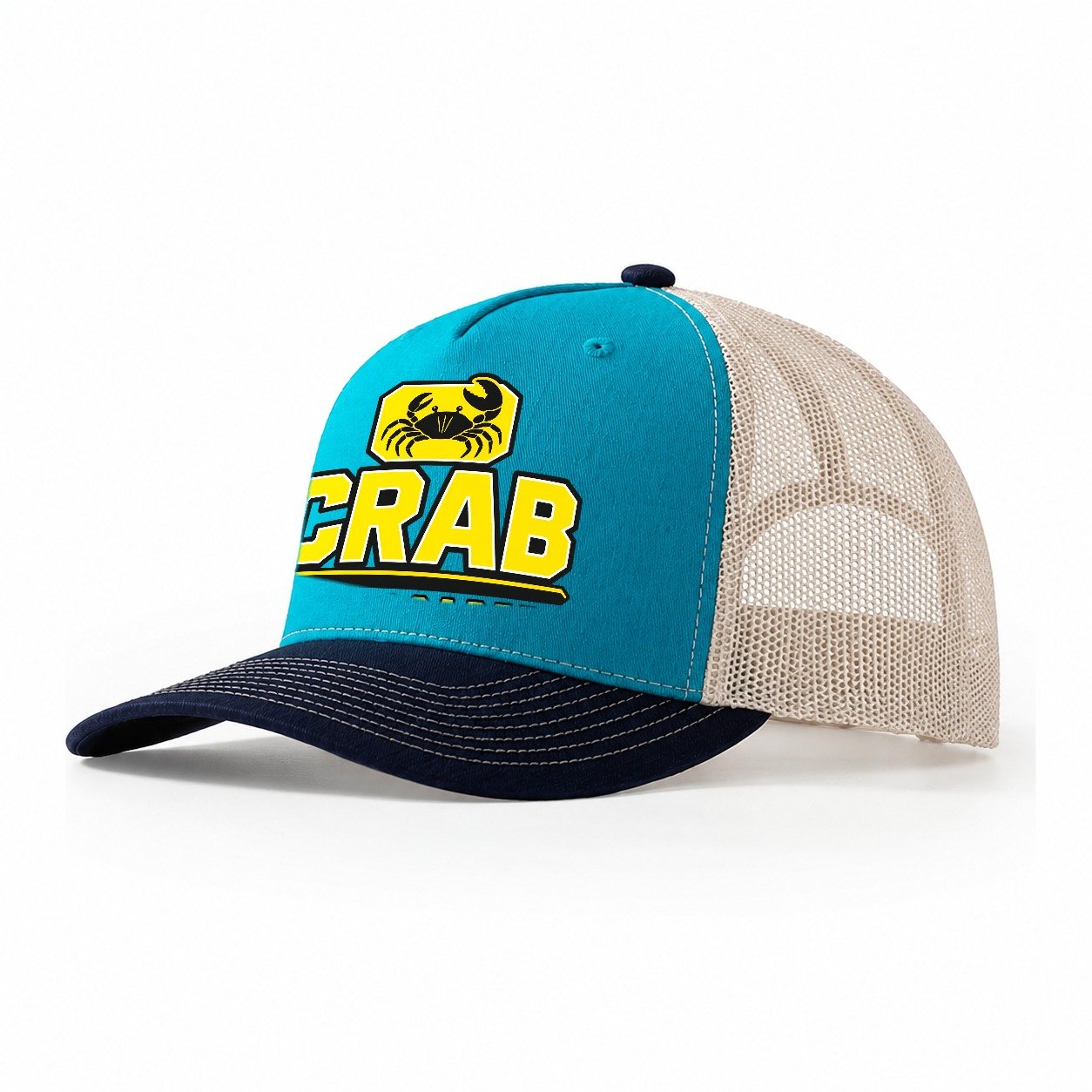 Crab Side Loader Heavy Duty Trucker Hat – Teal Navy