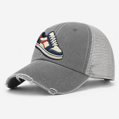 Low Top Court Sneaker Tiny Solo Marks Washed Trucker Hat – Grey