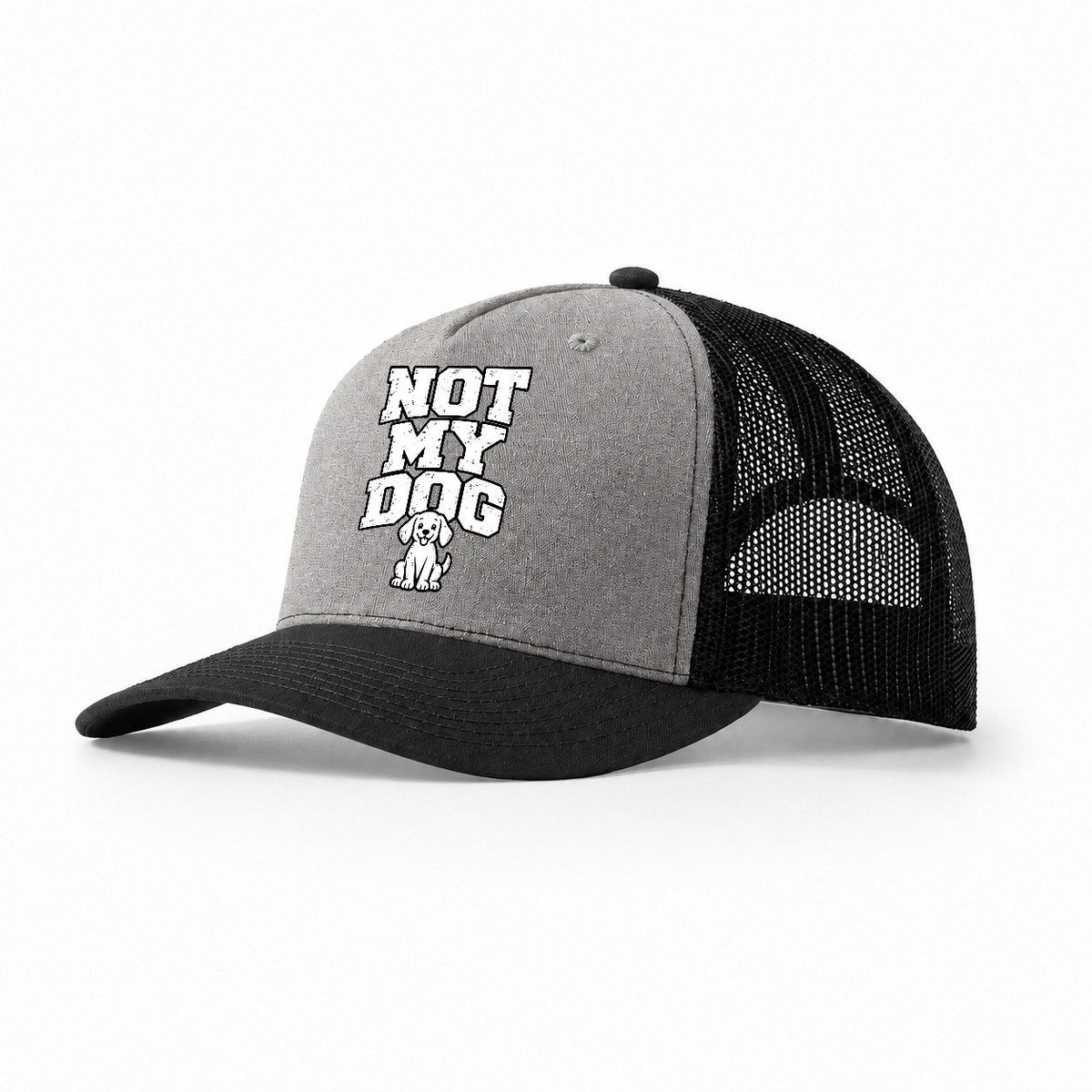 Not My Dog Trucker Hat – Grey Black