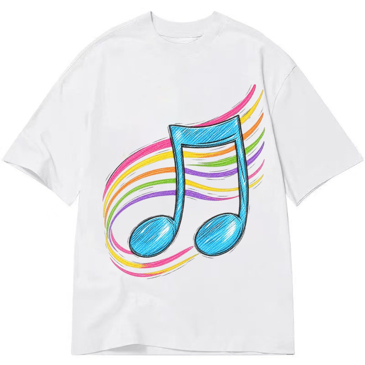 Musical Notes Headwear Classic T-shirt – White