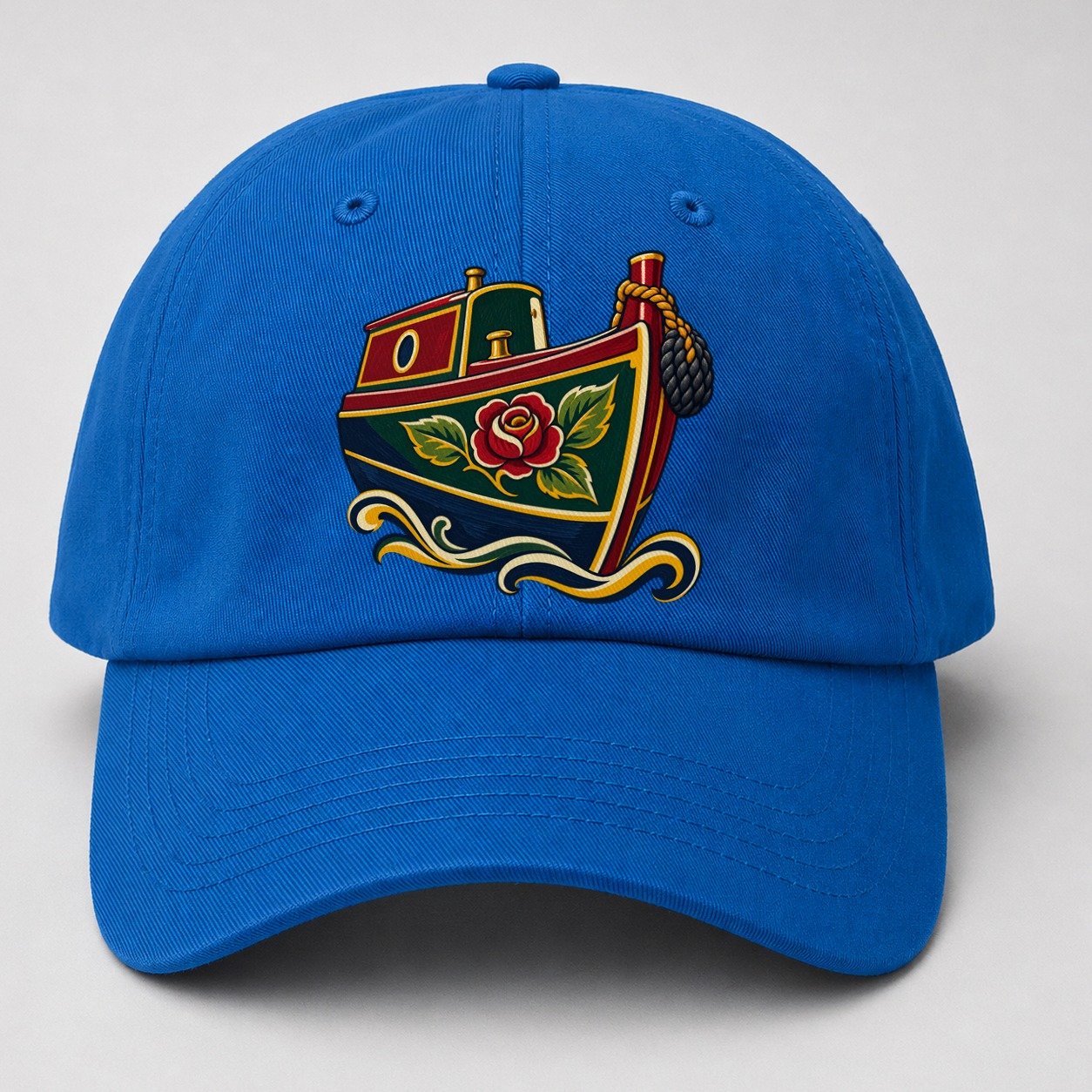 Canal Narrowboat Rose Painted Bow Uk Culture Heritage Baseball Cap – Blue