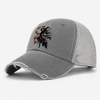 Sea Witch Wind Knots Witch Magic Washed Trucker Hat – Grey