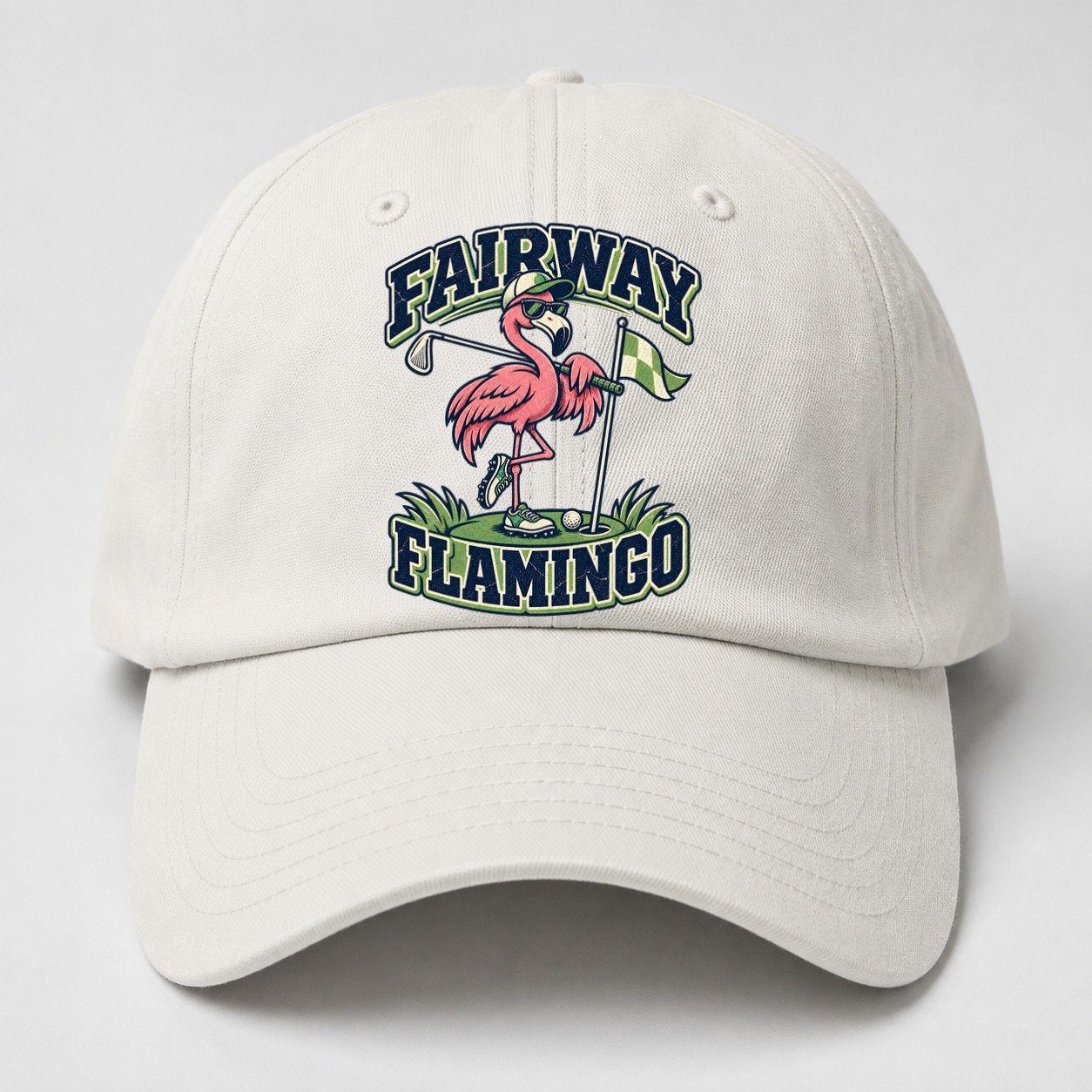 Fairway Flamingo Golf Life Baseball Cap – Off White