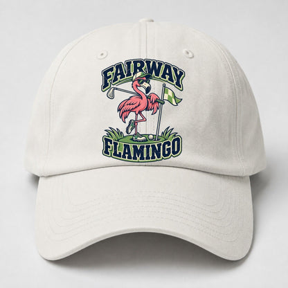 Fairway Flamingo Golf Life Baseball Cap – Off White
