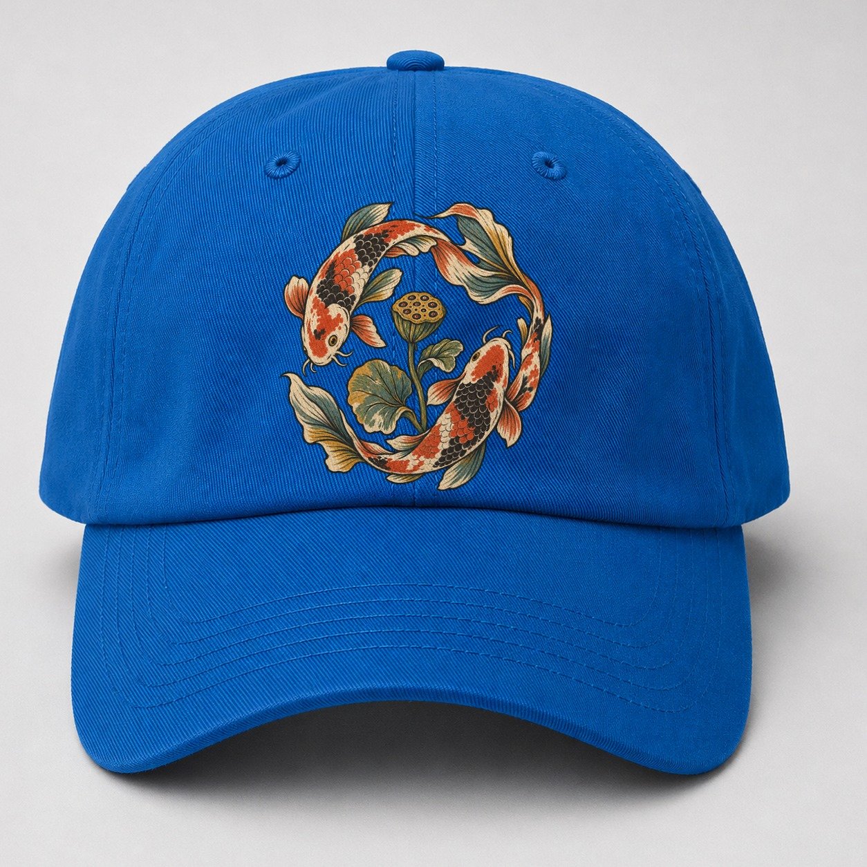 Koi Around Lotus Seedpod Gentle Wild Baseball Cap – Blue