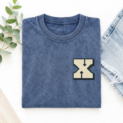 Initial X Left Chest Vintage T-shirt – Washed Blue
