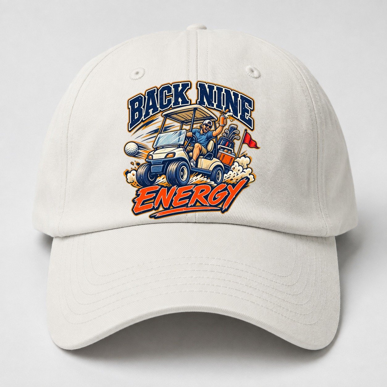 Back Nine Energy Golf Life Baseball Cap – Off White