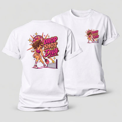 Drop Shot Diva Pickleball Life Women's Cotton T-Shirt – White