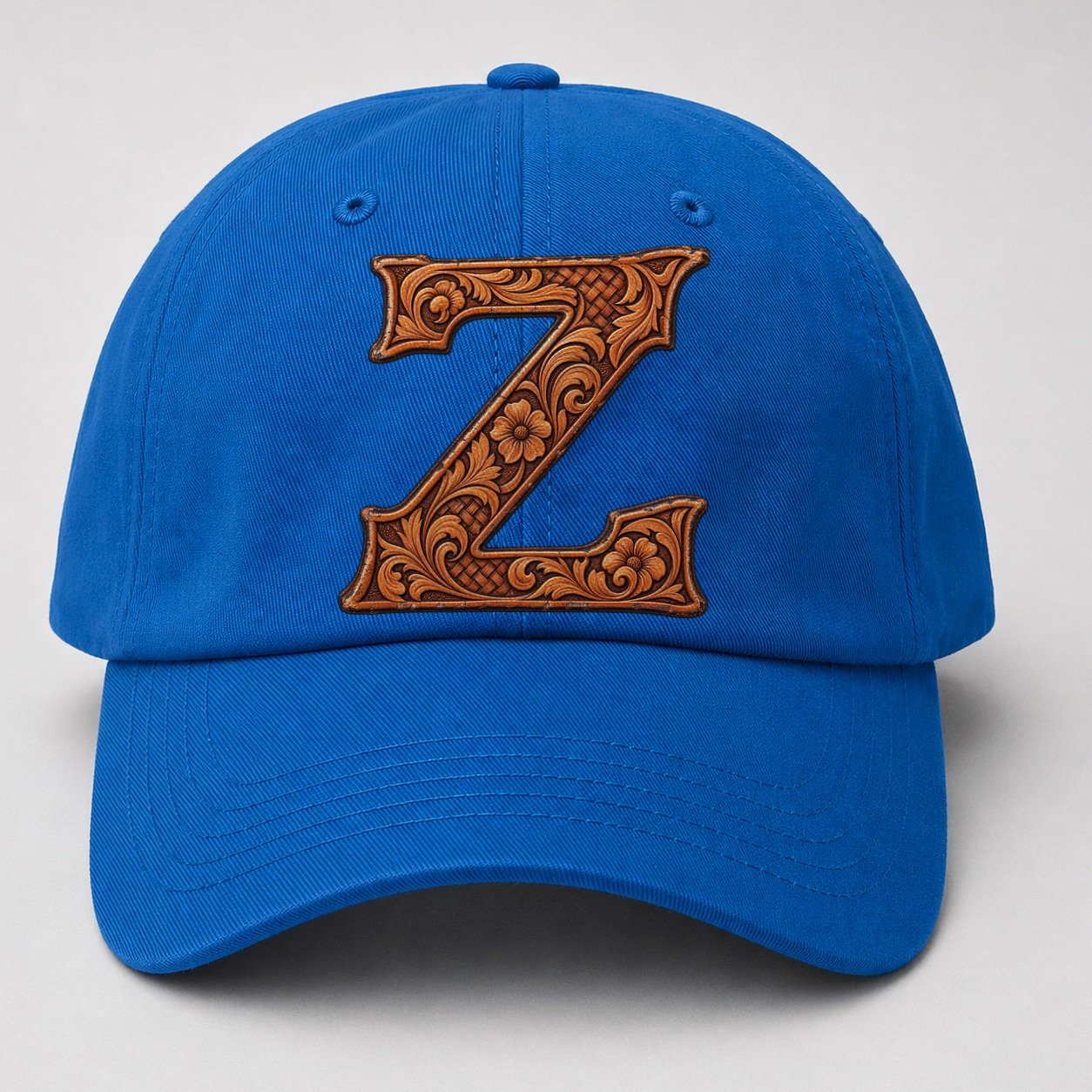Tooled Leather Z Monogram Baseball Cap – Blue