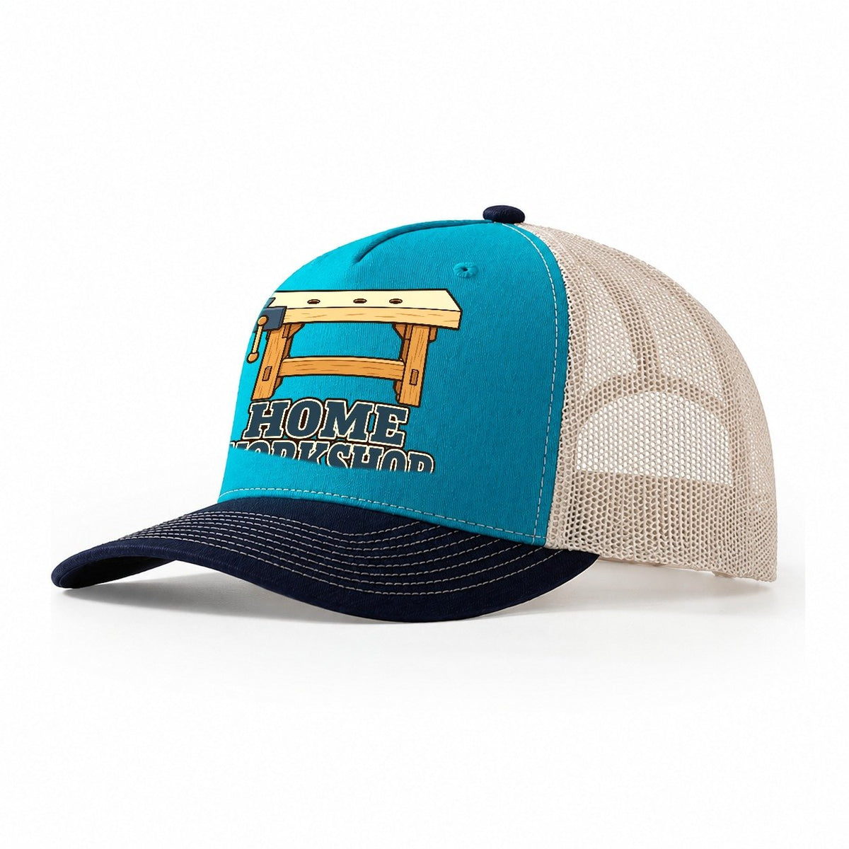 Home Workshop Woodworking Trucker Hat – Teal Navy