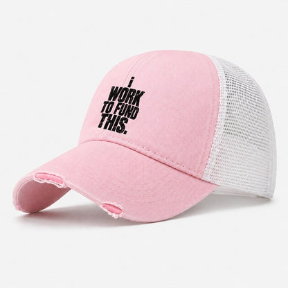 I Work To Fund This Fishing Club Washed Trucker Hat – Light Pink