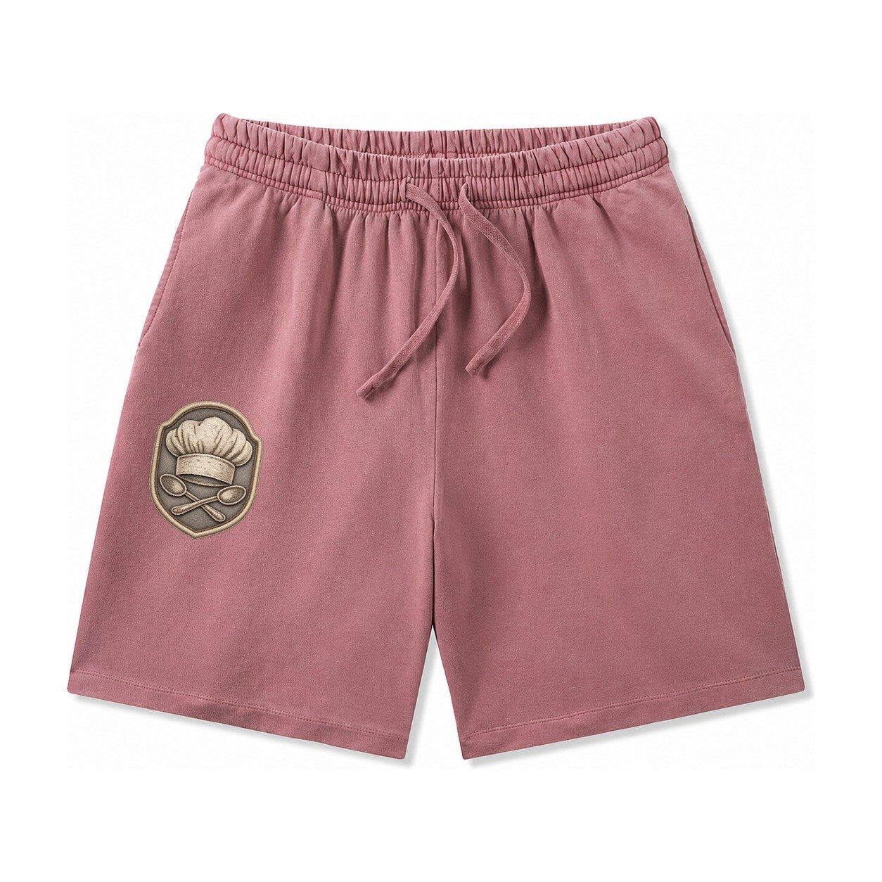 Cooking Chef Hat Toque Blanche With Crossed Spoons In Washed Shorts – Burgundy