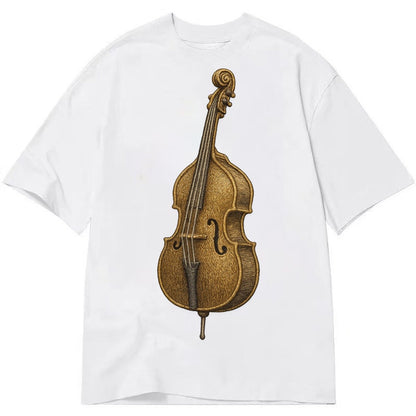 Acoustic Bass Upright Double Bass With F Holes And Wooden Br Classic T-shirt – White