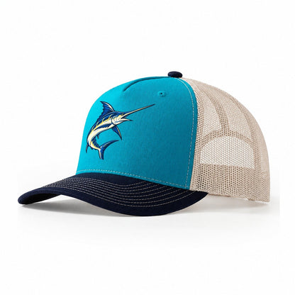 Swordfish Blade Fishing Elegant Trucker Hat – Teal Navy