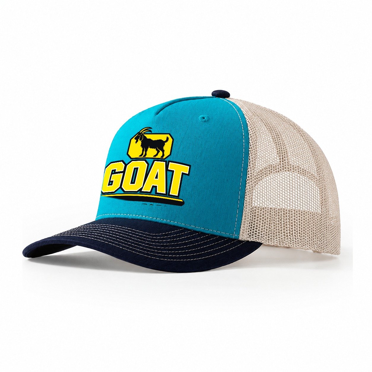 Goat Land Clearing Heavy Duty Trucker Hat – Teal Navy
