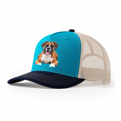 Boxer Lying Down Top Breeds Trucker Hat – Teal Navy