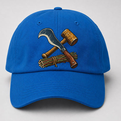 Hedgelayer Billhook Mallet And Hazel Rods Uk Culture Heritage Baseball Cap – Blue
