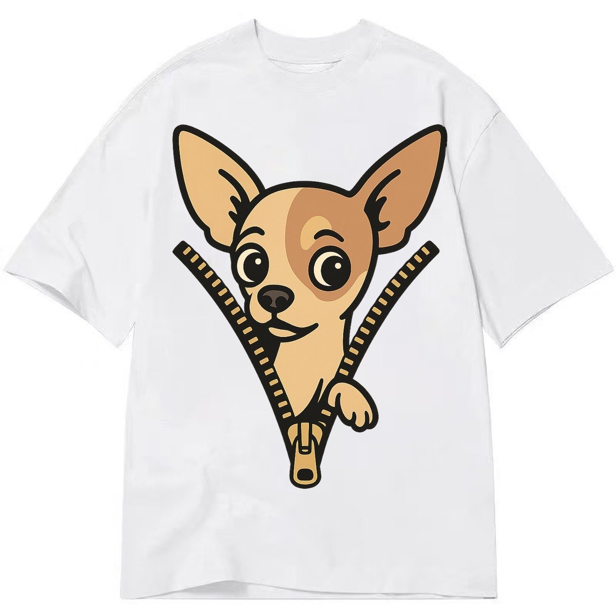 Chihuahua Apple Head Large Pointed Ears Big Round Eyes Tiny Classic T-shirt – White