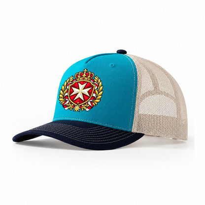 Malta Heraldic Crest Country Logos Trucker Hat – Teal Navy