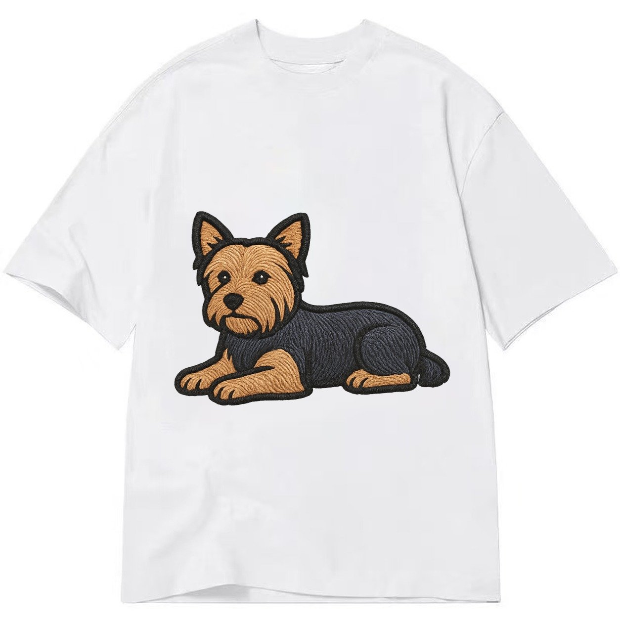 Yorkshire Terrier Blue And Tan Relaxed Lying Down With Head Classic T-shirt – White