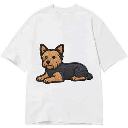 Yorkshire Terrier Blue And Tan Relaxed Lying Down With Head Classic T-shirt – White