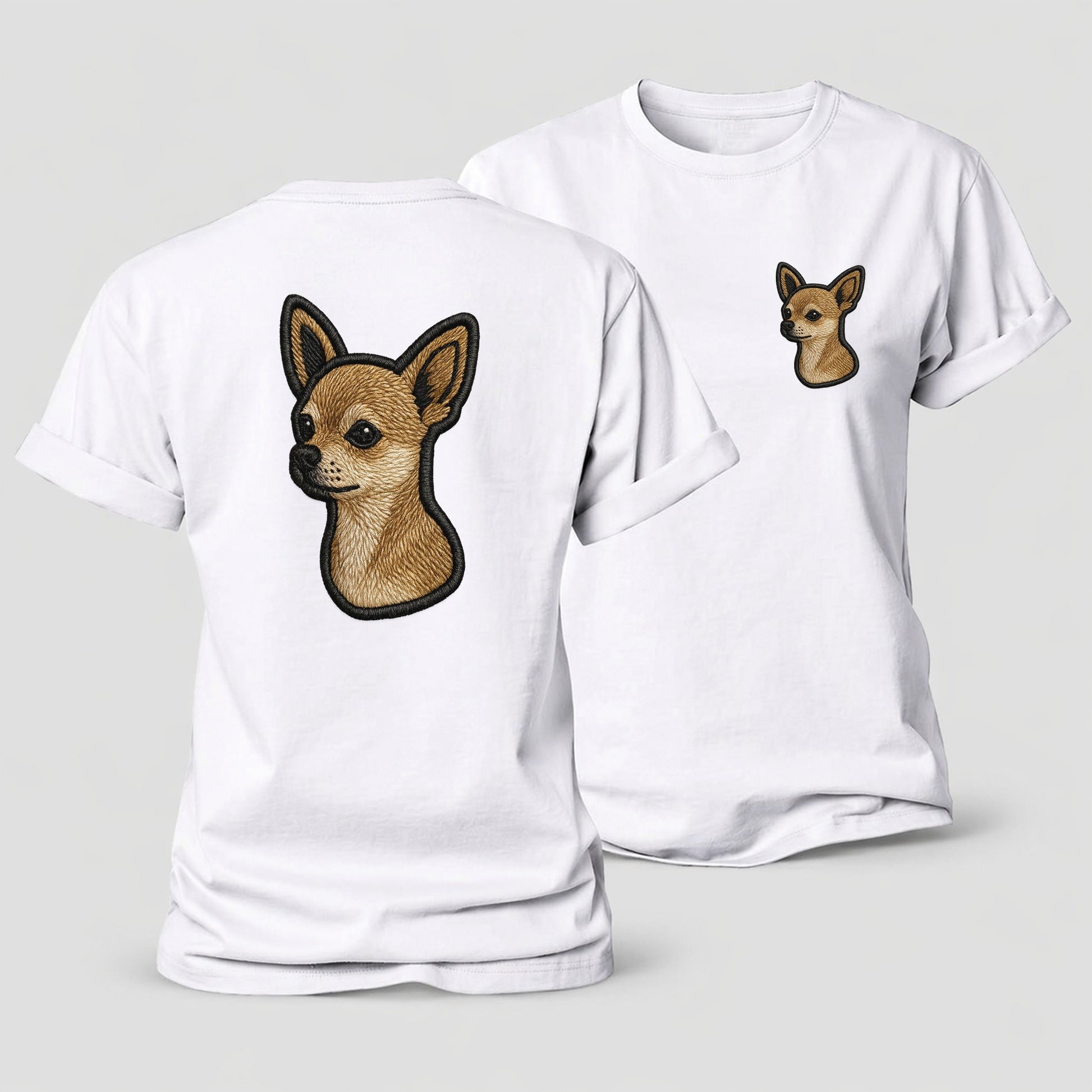 Chihuahua Modern Tiny Dog Logo With Bo Women's Cotton T-Shirt – White