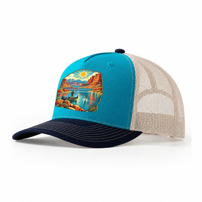 Desert Reservoir Noon Fishing Club Trucker Hat – Teal Navy