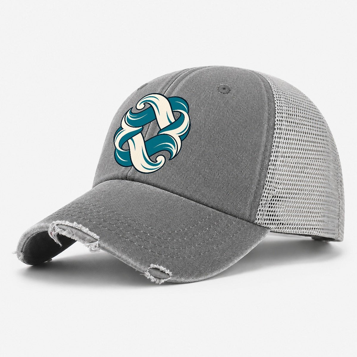 Tidebound Knot Quiet Wards Heritage Washed Trucker Hat – Grey