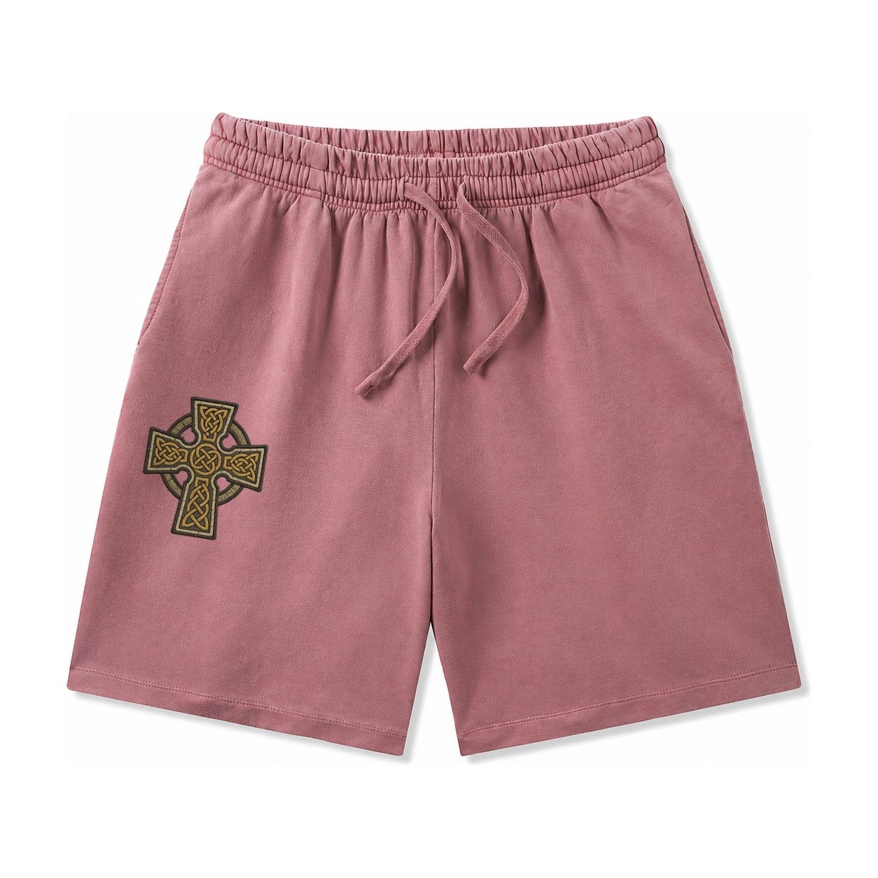 Celtic Cross Washed Shorts – Burgundy