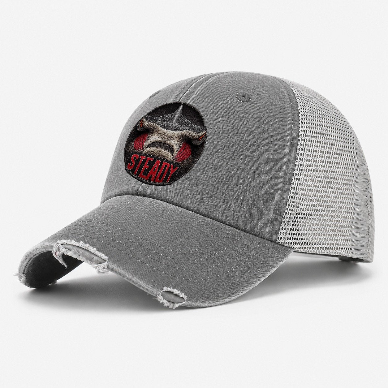 Hammerhead Steady Badge Washed Trucker Hat – Grey