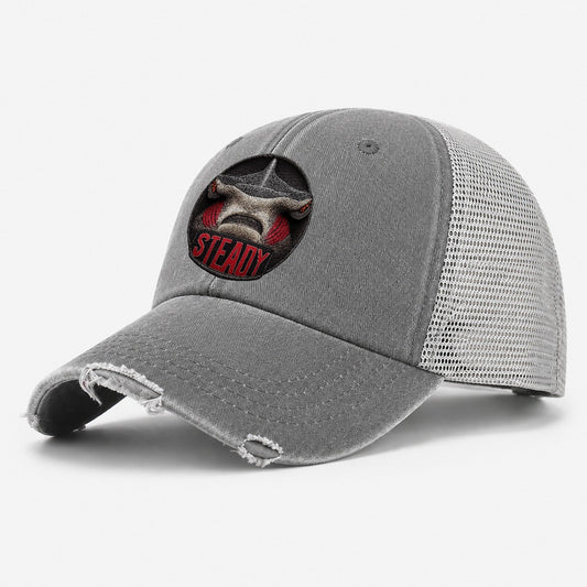 Hammerhead Steady Badge Washed Trucker Hat – Grey
