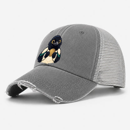 Magpie With A Find Treasure Hunting Washed Trucker Hat – Grey
