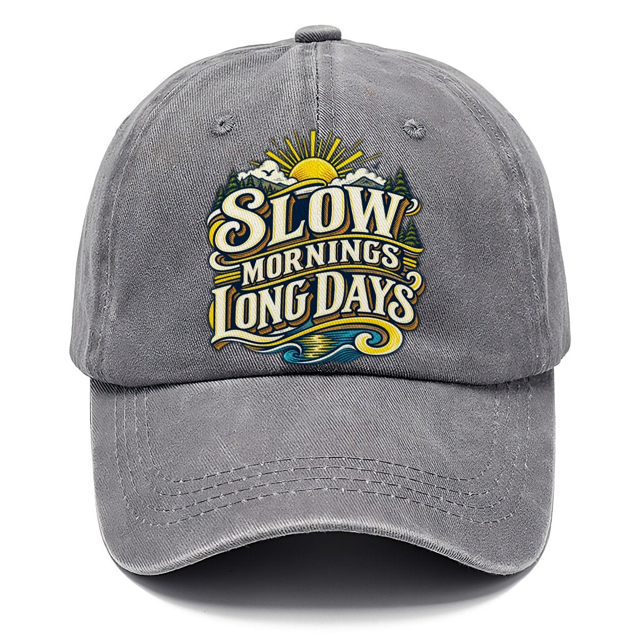 Slow Mornings Long Days Retired Living Classic Cap – Urban Haze