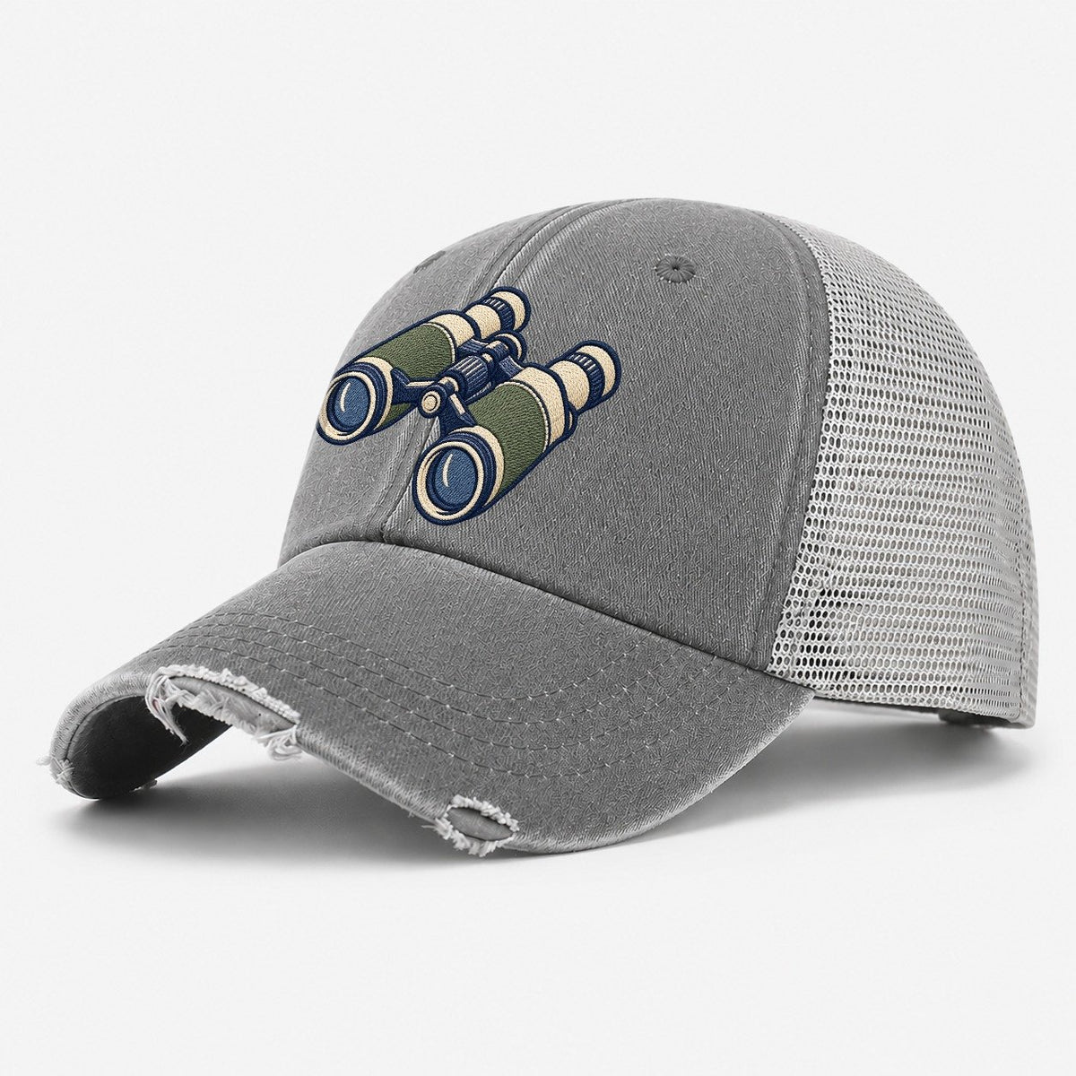 Field Binoculars Tiny Solo Marks Washed Trucker Hat – Grey