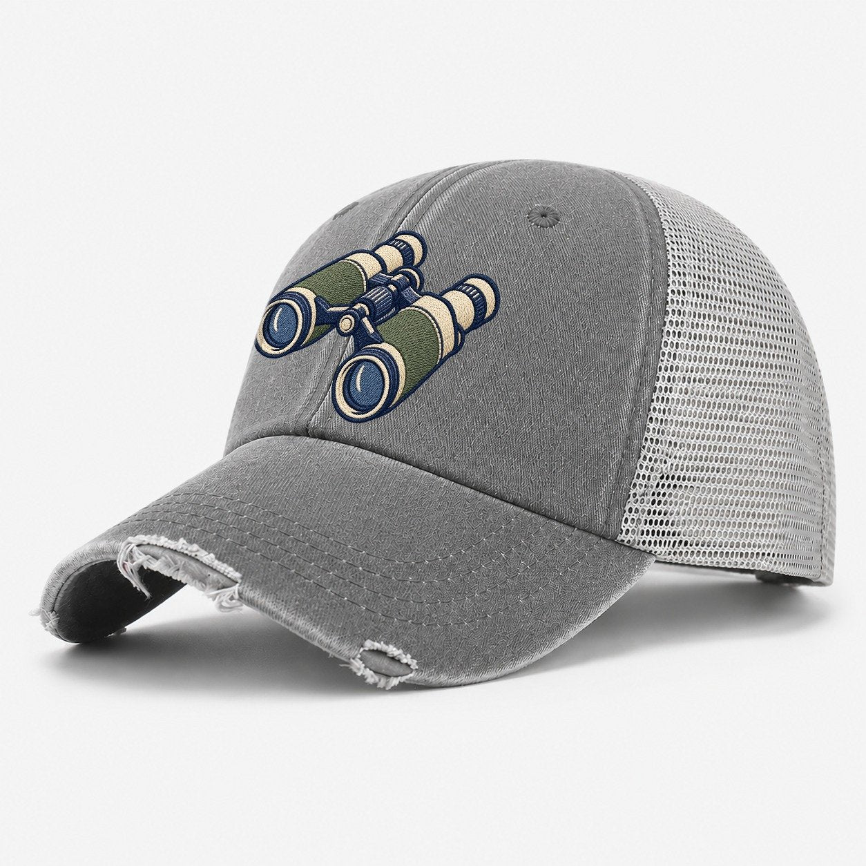 Field Binoculars Tiny Solo Marks Washed Trucker Hat – Grey
