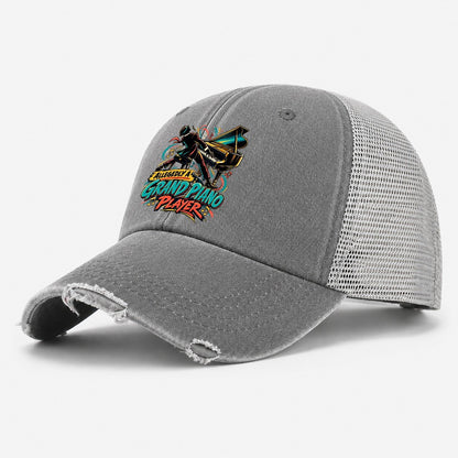 Allegedly A Grand Piano Player Music Instruments Washed Trucker Hat – Grey
