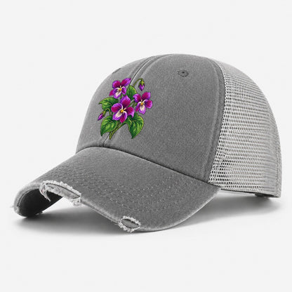 New Brunswick Purple Violet Canada Cultural Icons Washed Trucker Hat – Grey