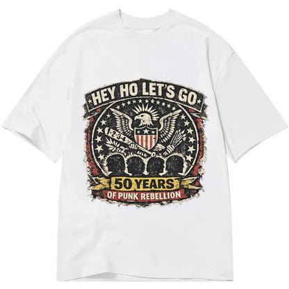 Ramones Legacy Hey Ho Lets Go Typography Presidential Seal P Classic T-shirt – White