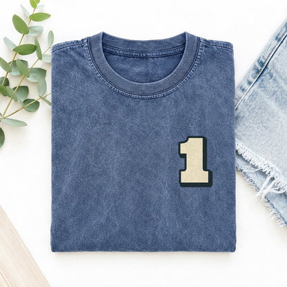 Number 1 Left Chest Vintage T-shirt – Washed Blue